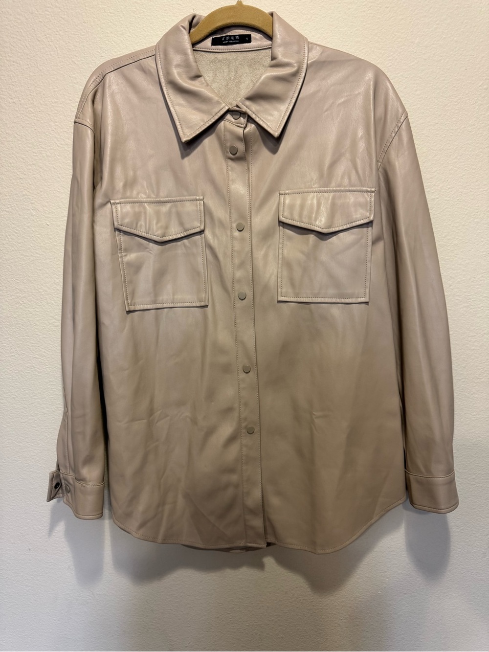 Amazon Taupe Faux Leather Shacket